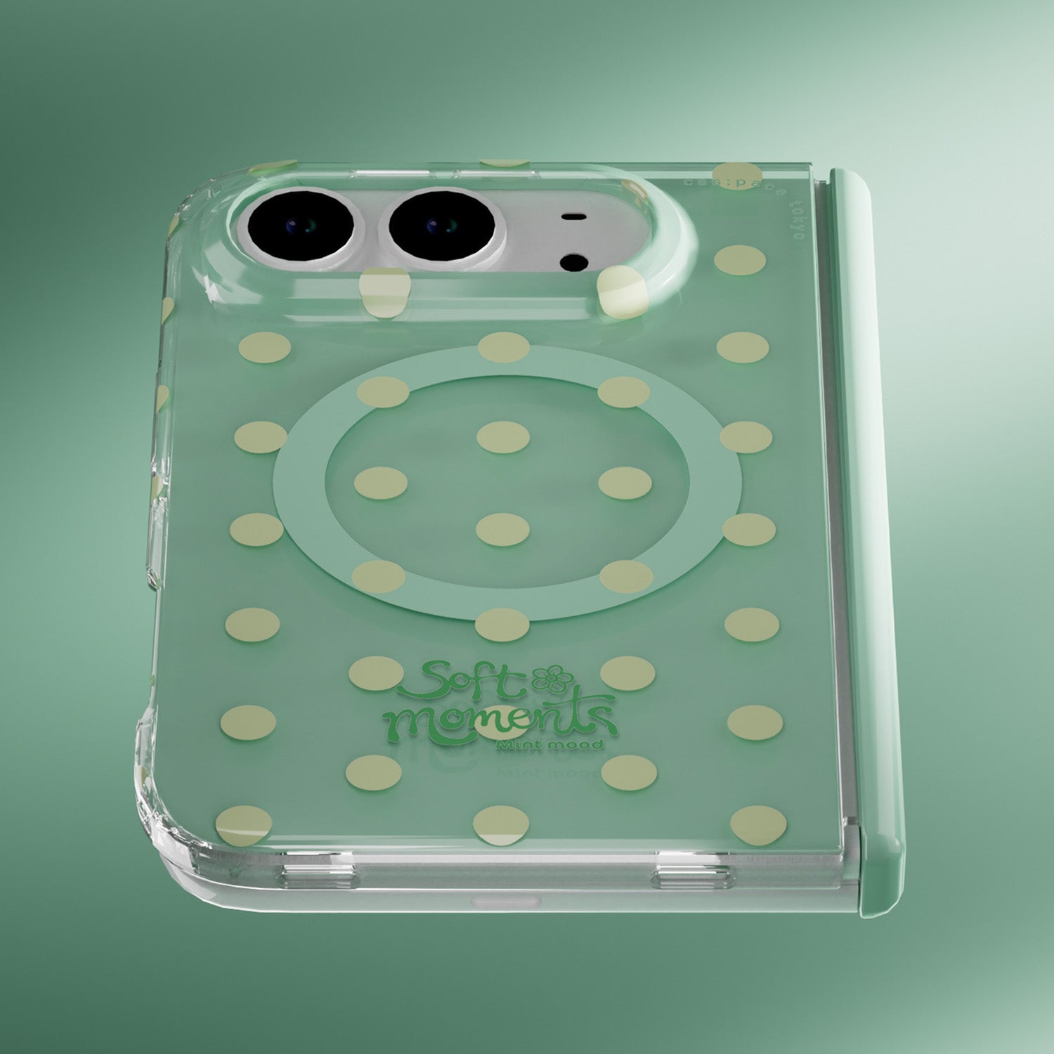 cas:pace 26S/S MagSafe対応「ポルカドット」携帯ケース for iPhone Duo（グリーン）