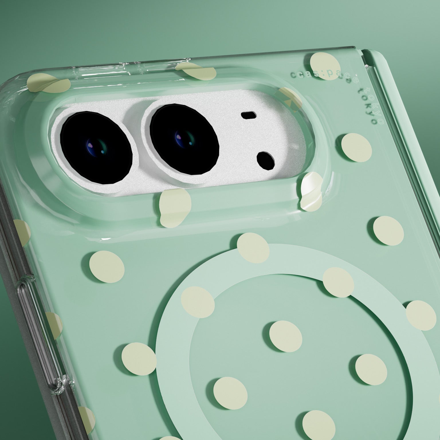 cas:pace 26S/S MagSafe対応「ポルカドット」携帯ケース for iPhone Duo（グリーン）