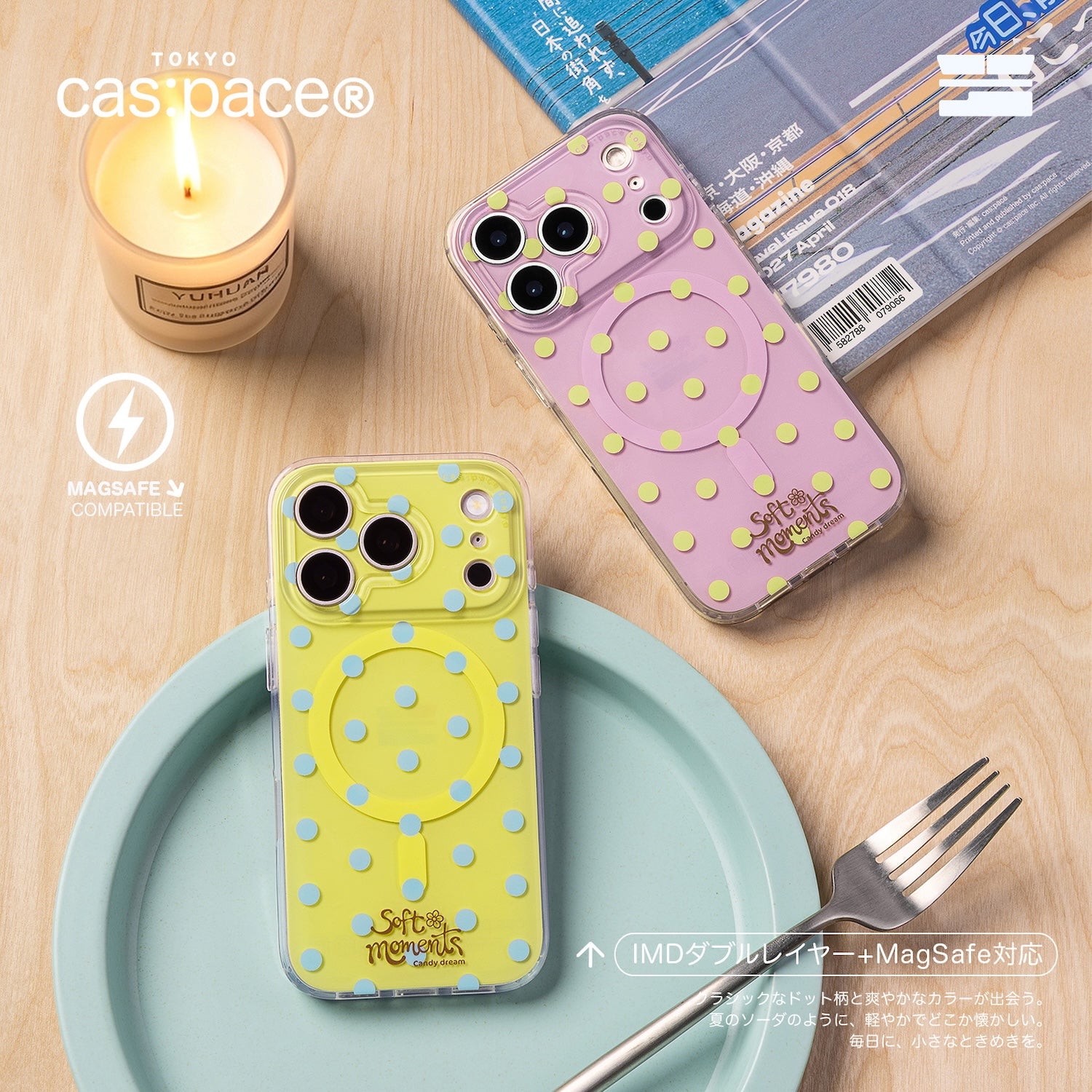 cas:pace 26S/S “Polka Dot” MagSafe-Compatible Phone Case (Pink)