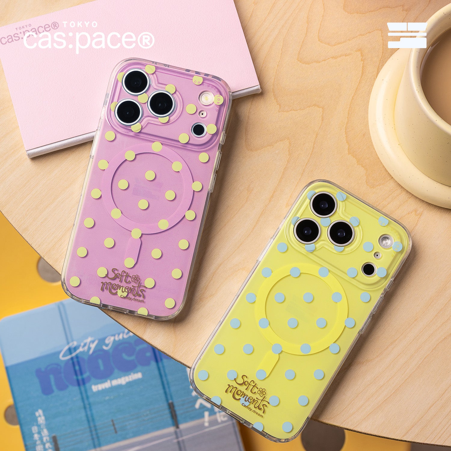 cas:pace 26S/S MagSafe対応「ポルカドット」携帯ケース（ピンク）