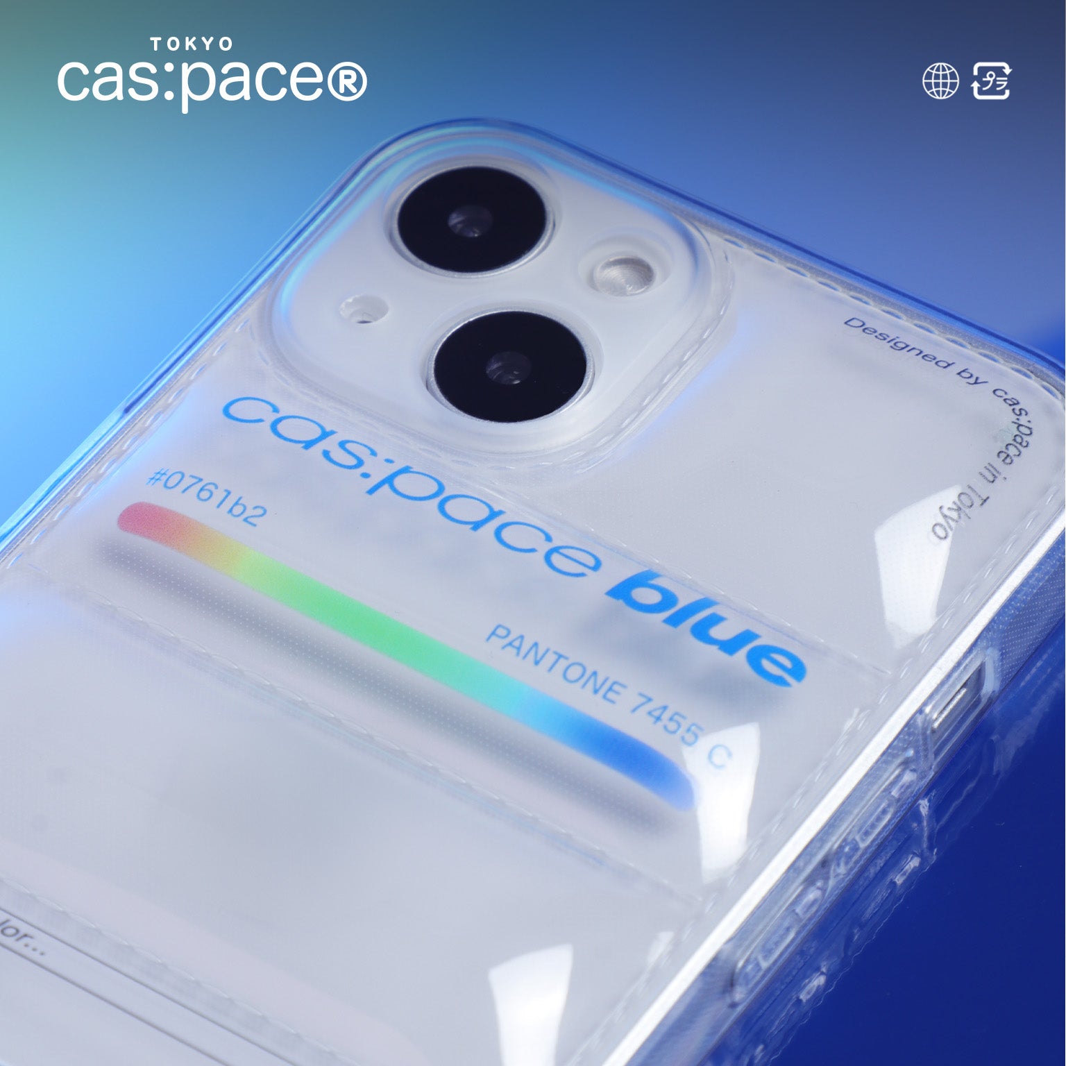 cas:pace 22S/S 「cas:pace blue」透明ダウン携帯ケース