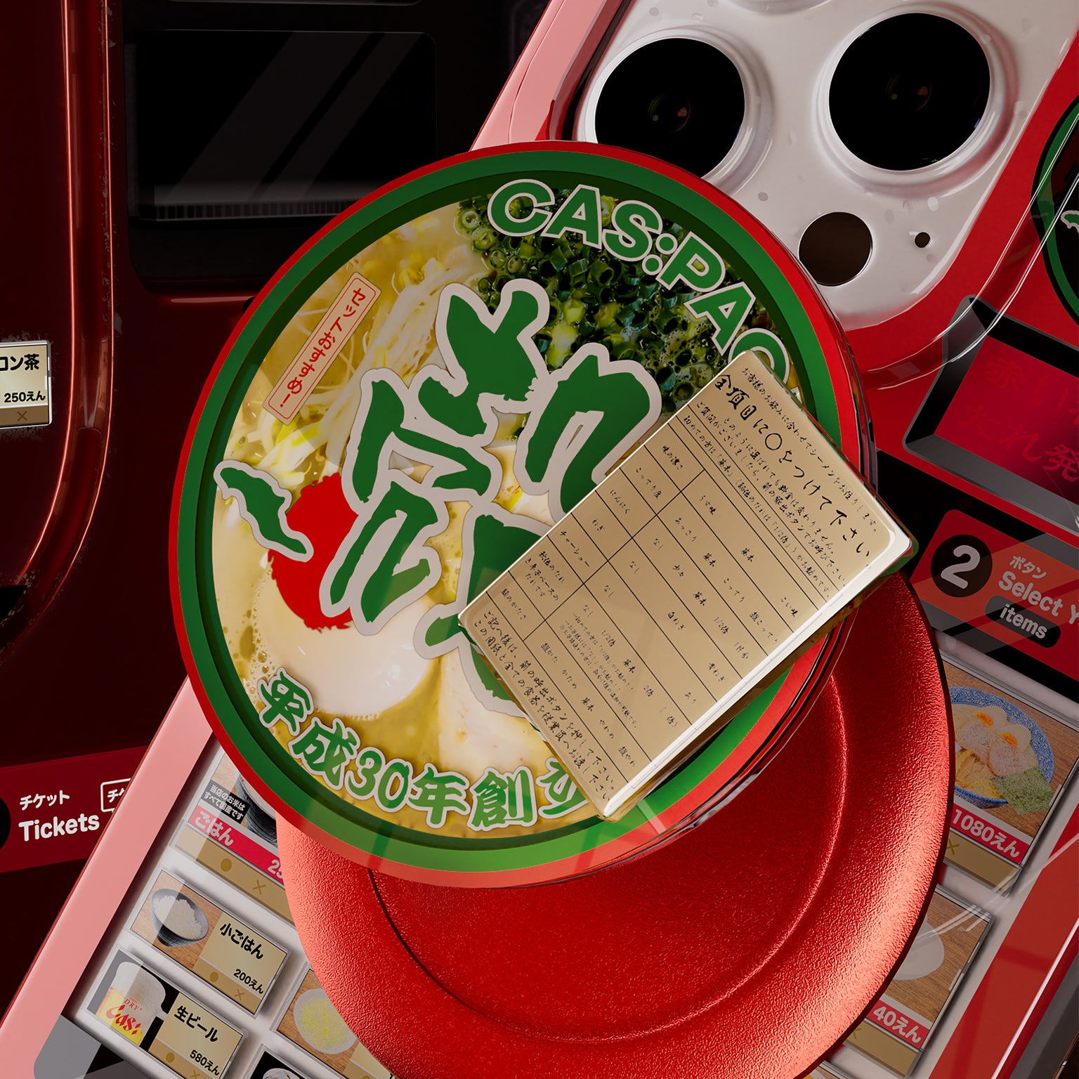 cas:pace 26A/W “Ramen Ticket Machine” MagSafe-Compatible Phone Grip & Stand
