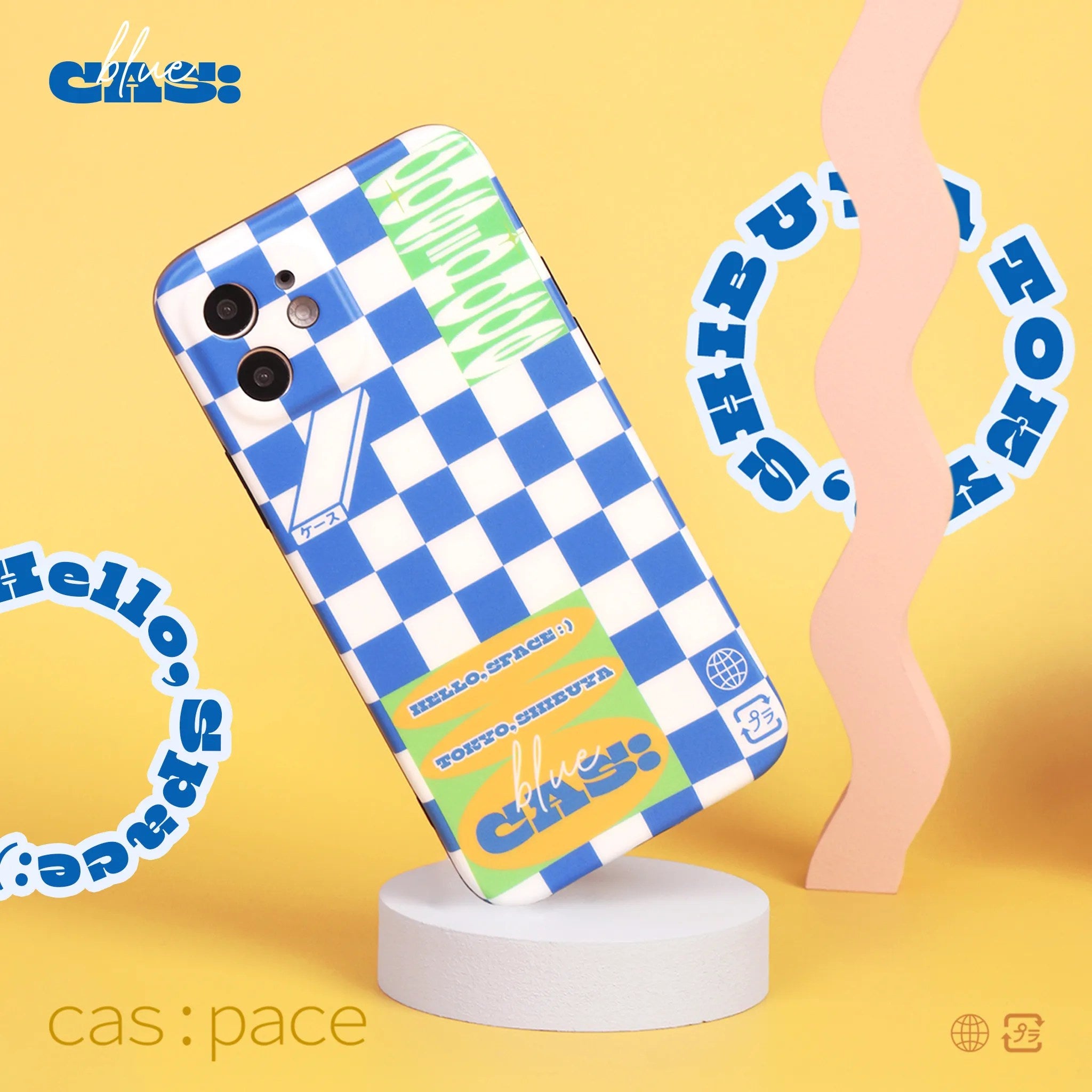 cas:pace 21A/W 「cas:pace blueチェッカー」携帯ケース - cas:pace 殼空間