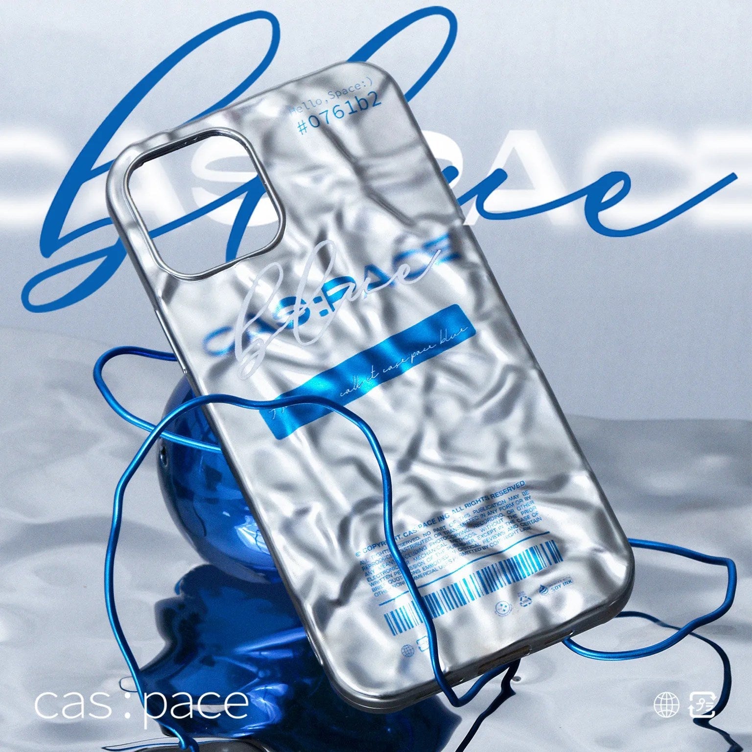 cas:pace 21A/W 「cas:pace blue」しわ加工（シルバー）携帯ケース - cas:pace 殼空間