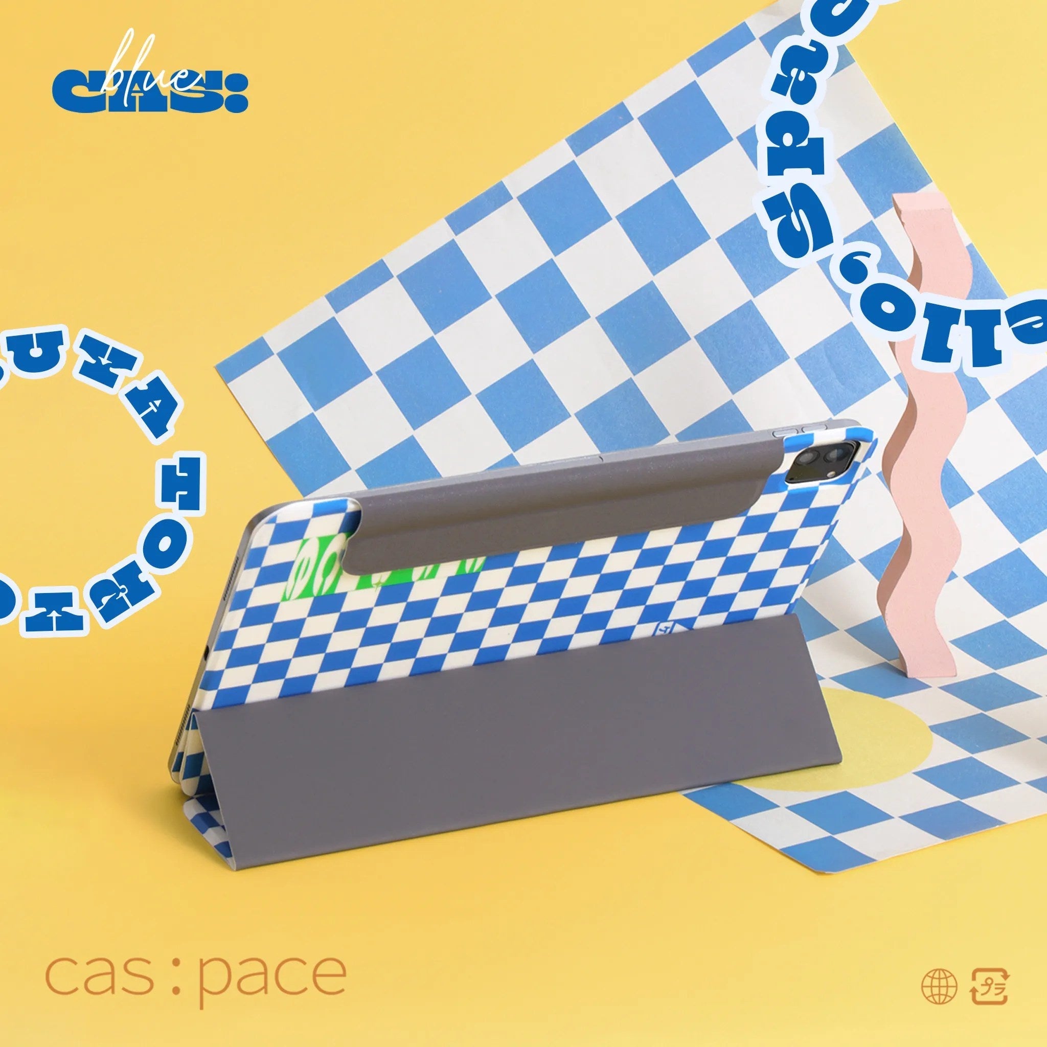 cas:pace 21A/W 「cas:pace blueチェッカー」 IPadケース - cas:pace 殼空間