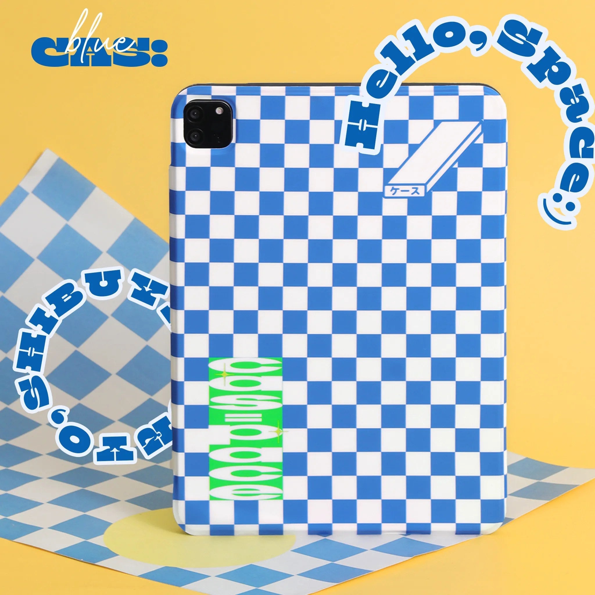 cas:pace 21A/W 「cas:pace blueチェッカー」 IPadケース - cas:pace 殼空間