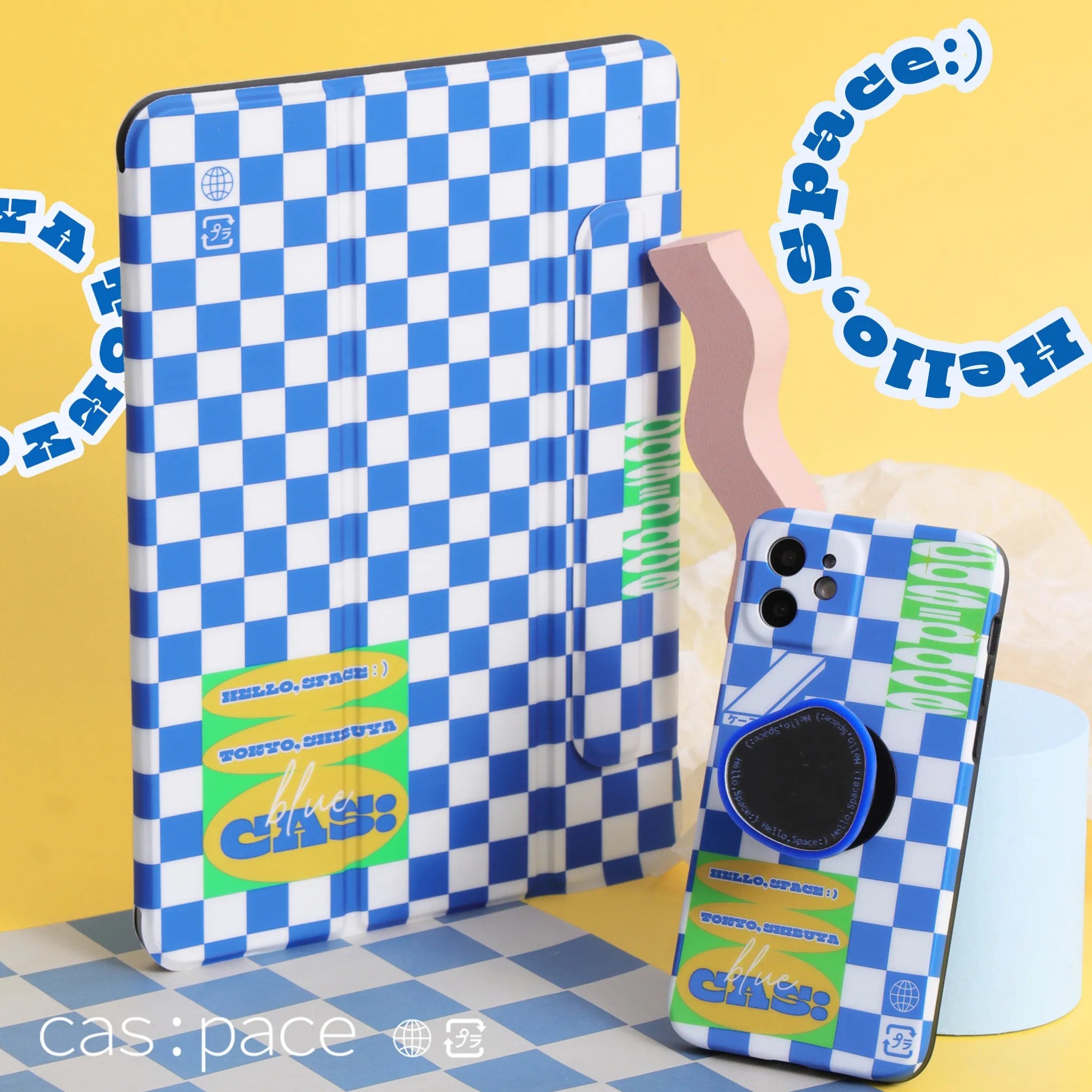 cas:pace 21A/W 「cas:pace blueチェッカー」 IPadケース - cas:pace 殼空間