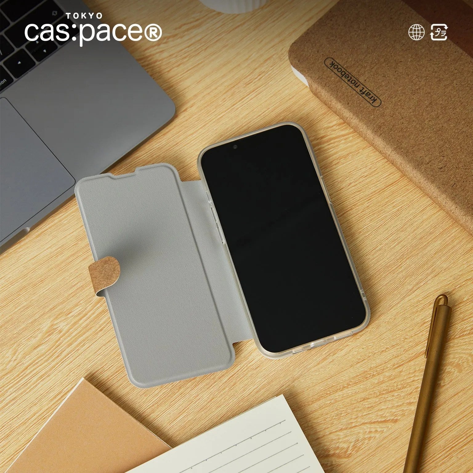 cas:pace 22A/W 「kraft notebook」手帳型携帯ケース - cas:pace 殼空間