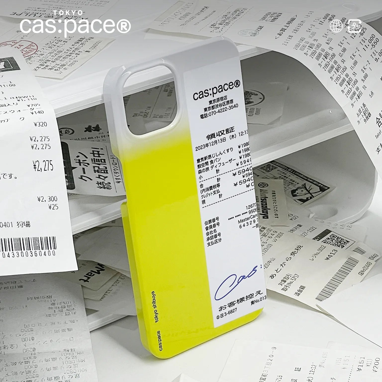 cas:pace 22S/S「レシート」携帯ケース（黄） - cas:pace 殼空間