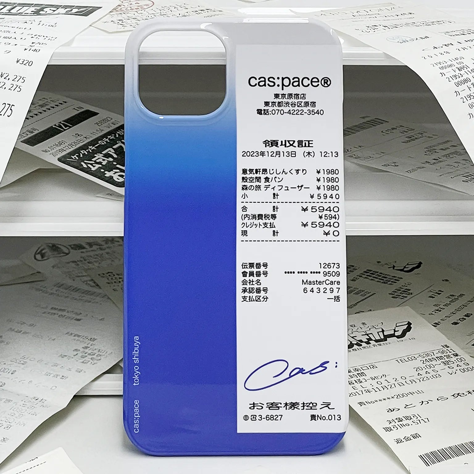 cas:pace 22S/S「レシート」携帯ケース（青） - cas:pace 殼空間
