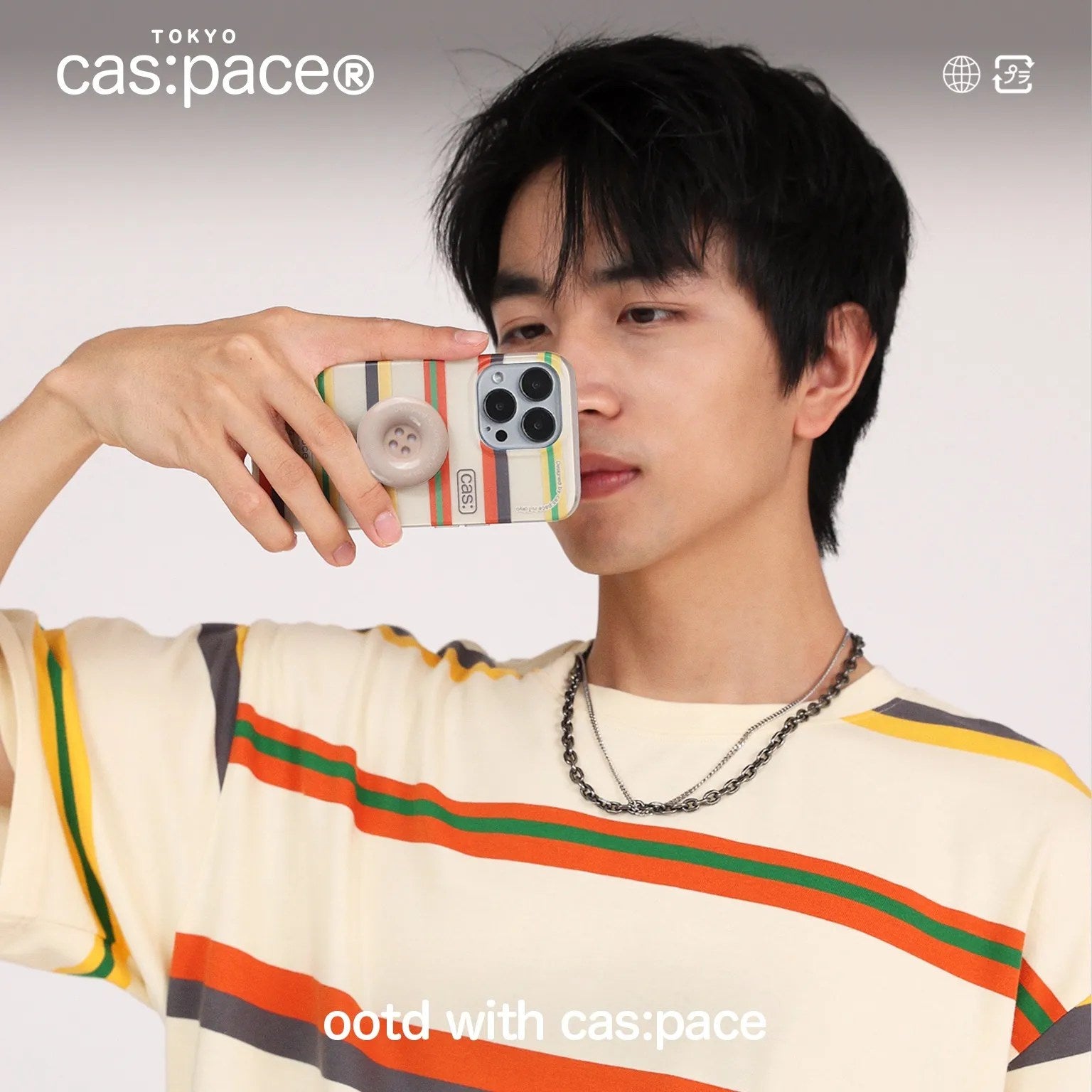 cas:pace 22S/S 「ootd赤黄ストライプ」携帯ケース - cas:pace 殼空間