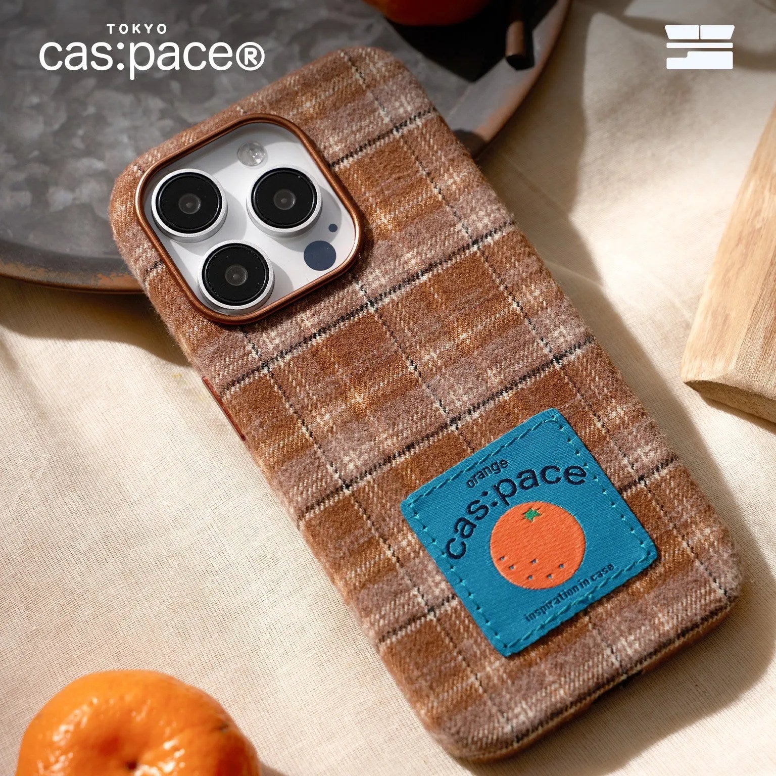 cas:pace 23A/W「オレンジ」布製携帯ケース - cas:pace 殼空間