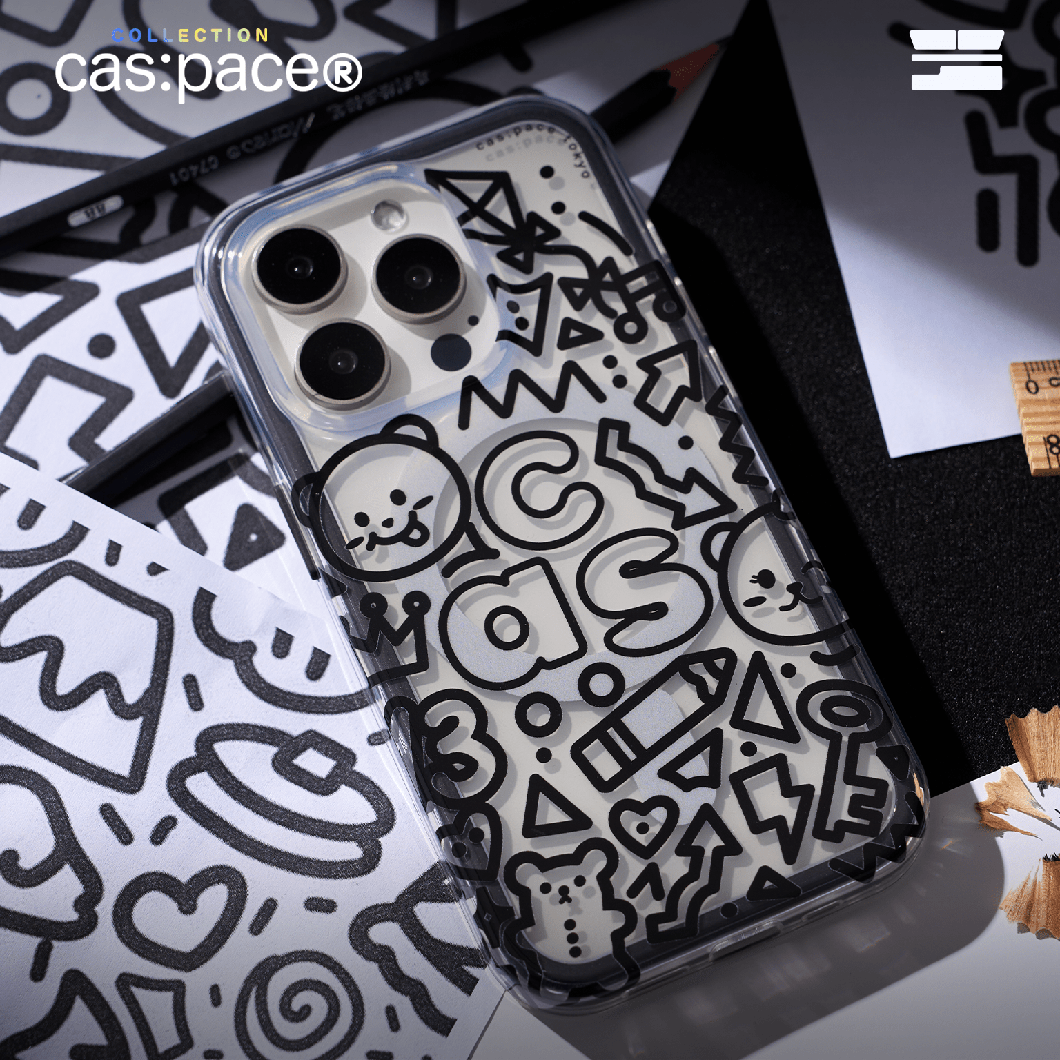 cas:pace 24S/S collection「黒白のグラフィティ」携帯ケース - cas:pace 殼空間