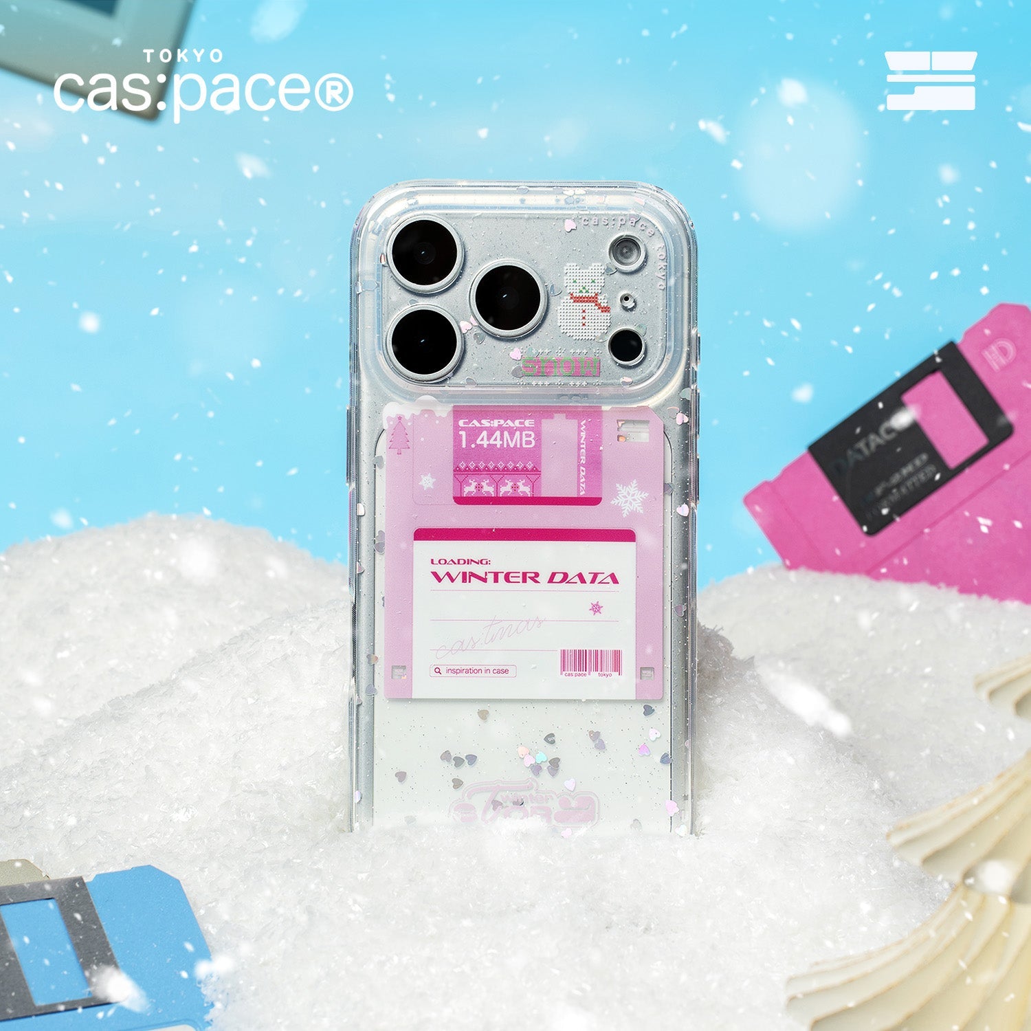 cas:pace 25A/W MagSafe対応「winter data」携帯ケース（ブルー） - cas:pace 殼空間