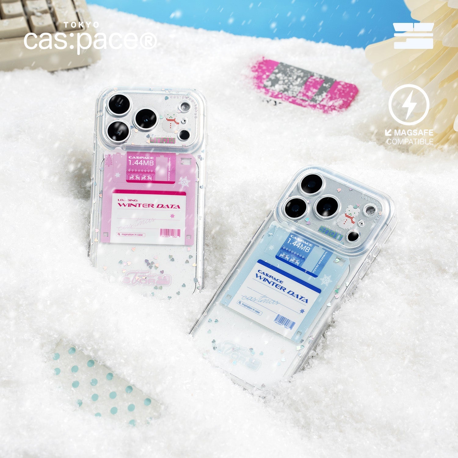 cas:pace 25A/W MagSafe対応「winter data」携帯ケース（ブルー） - cas:pace 殼空間